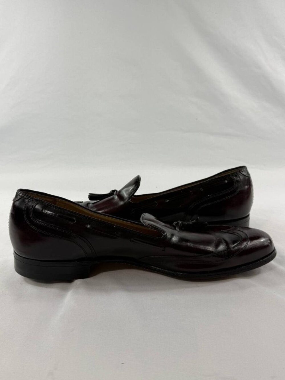 Johnston Murphy Aristocraft Tassel Loafers Mens 13 Black Burgundy USA